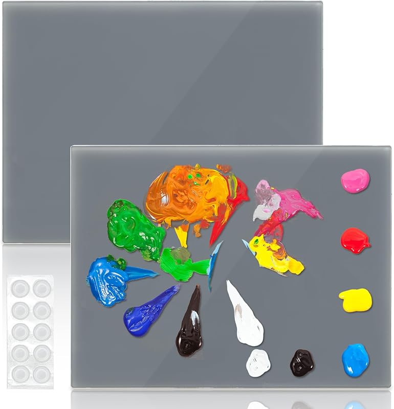 2 Pack Neutral Grey Tempered Glass Palettes, 12