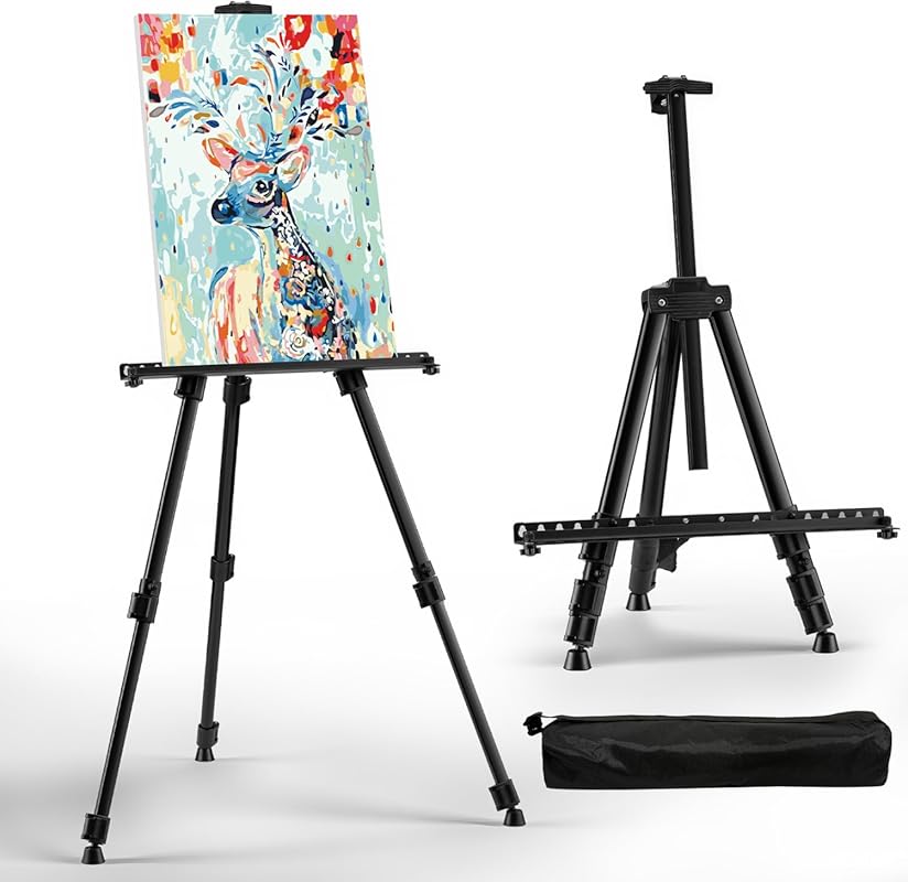 Art Easel for Painting and Display – Adjustable Floor 66 Inch Folding 