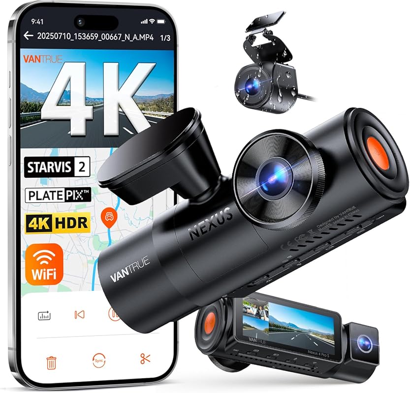 Vantrue N4 Pro S Dual Dash Cam: 4K Front, 2.5K Rear, HDR Night Vision,
