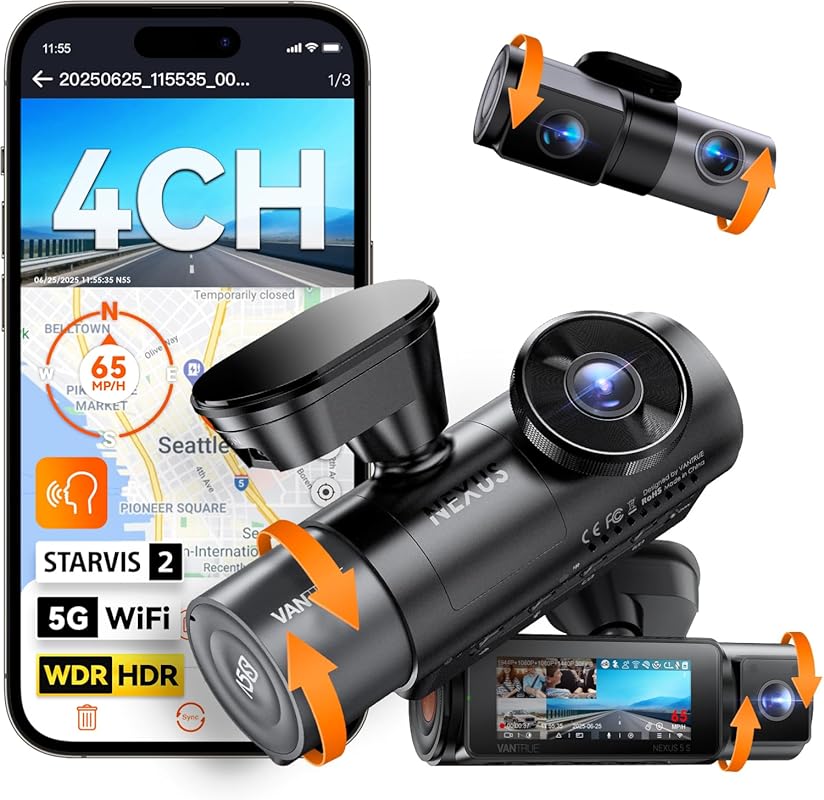 Vantrue N5S Dash Cam with 2.7K, STARVIS 2 Night Vision, 24/7 Parking, 