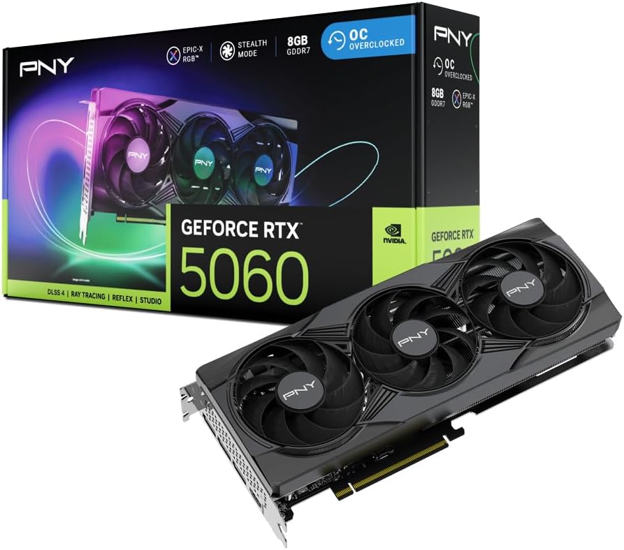 PNY NVIDIA GeForce RTX 5060 8GB GDDR7 PCIe 5.0 Graphics Card for Budge