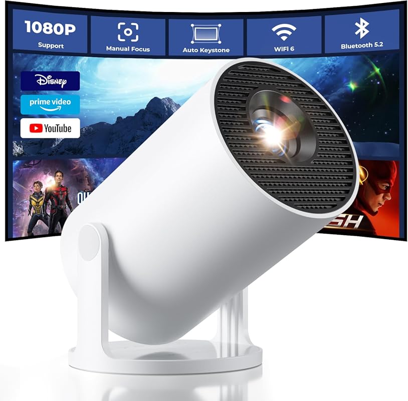 CLOKOWE 1080P Mini Projector: Portable with WiFi, Bluetooth, and 180° 