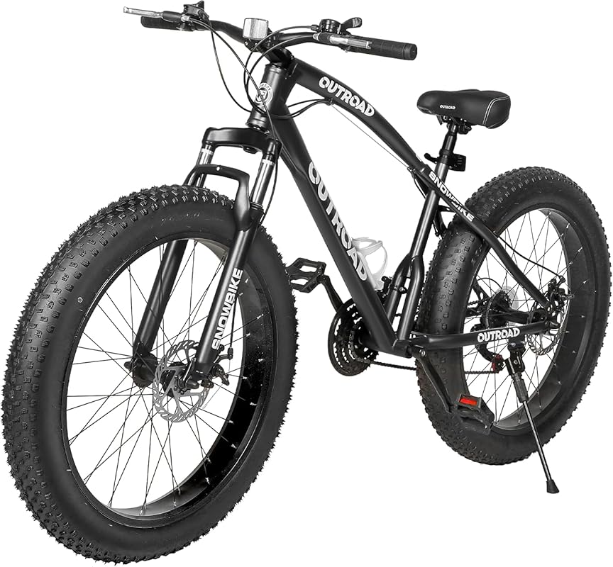 Outroad 26-inch Fat Tire Mountain Bike, 21-Speed, High Carbon Steel, D