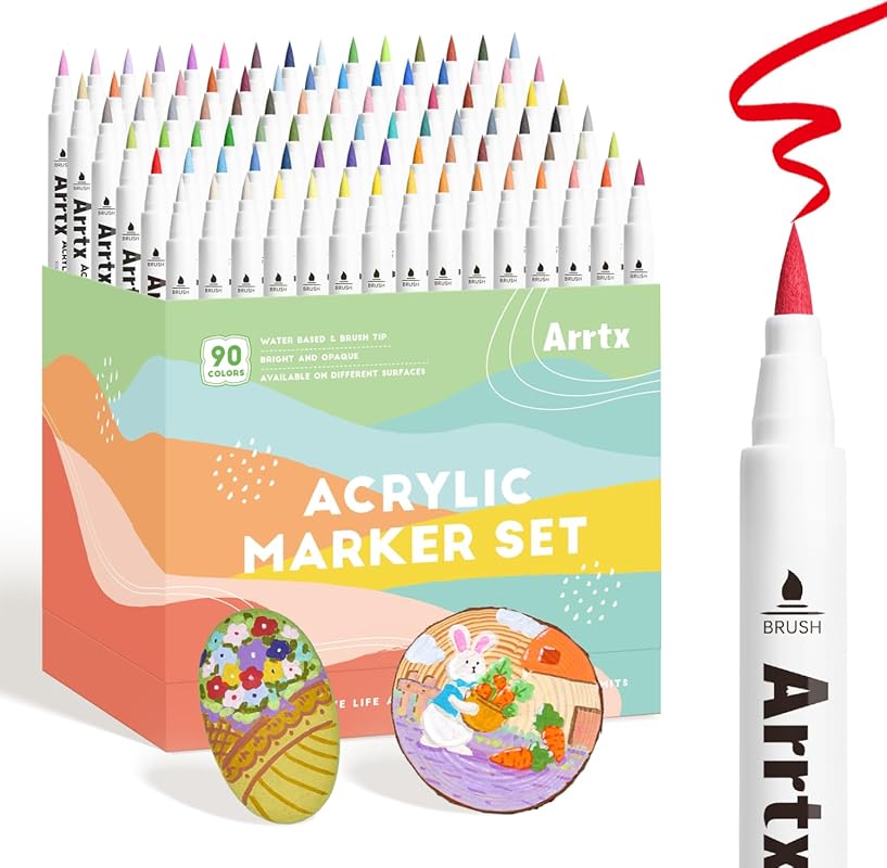 Arrtx 90-Color Paint Markers for Landscape Art on Canvas, Wood, and DI