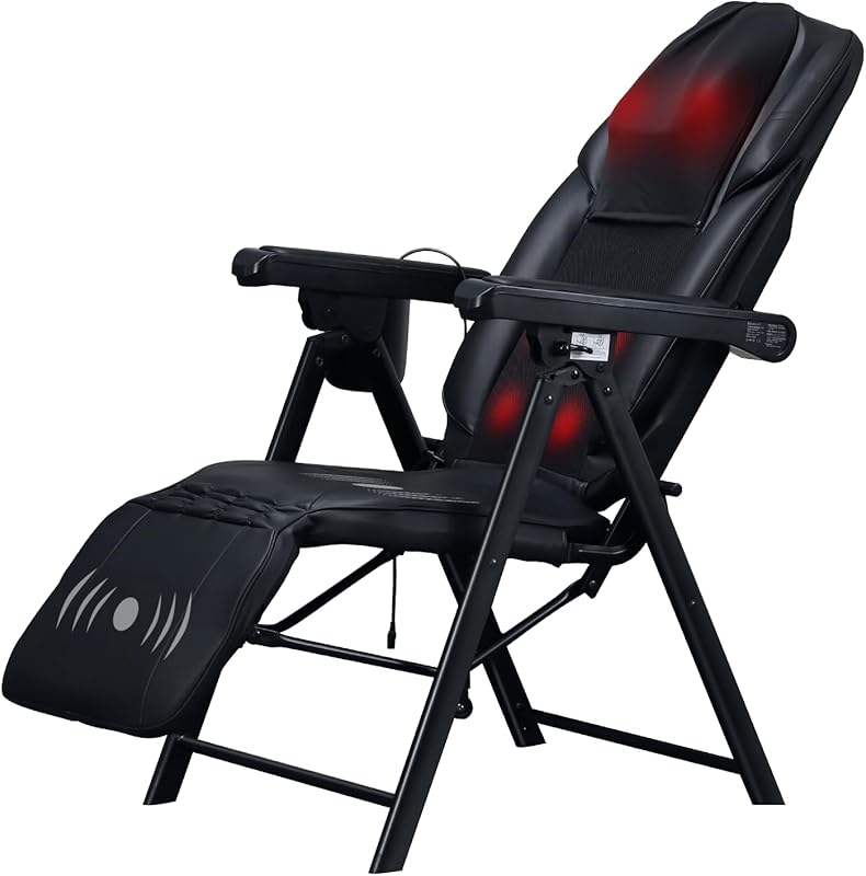 Foldable Electric Massage Chair: Heat, Shiatsu, Kneading, Vibration, A