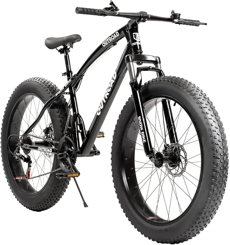 26-inch Fat Tire Mountain Bike: Features 4-inch Knobby Tires, 21-Speed