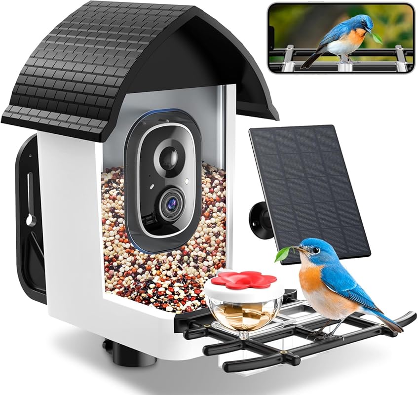 Smart Bird Feeder with Camera: 2K HD Live View, AI Identification, Ins
