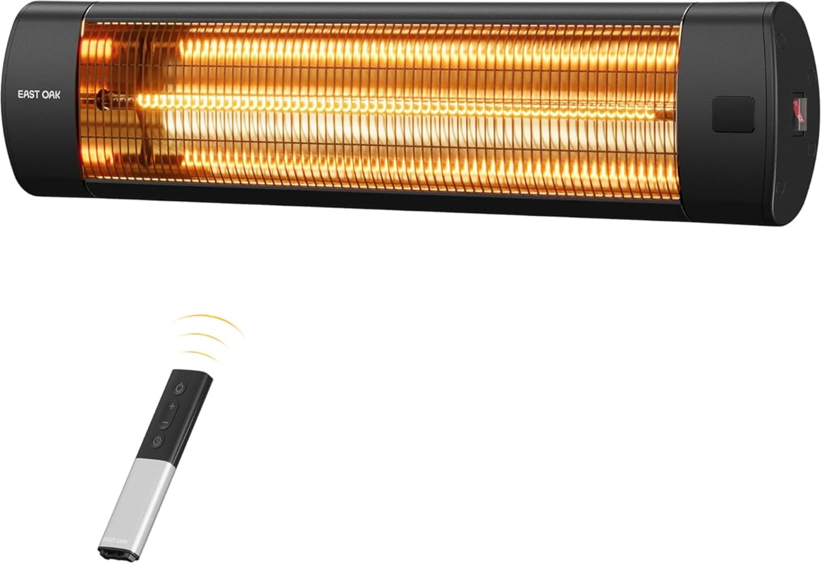 EAST OAK 1500W Wall-Mounted Infrared Electric Patio Heater. IP65 Water