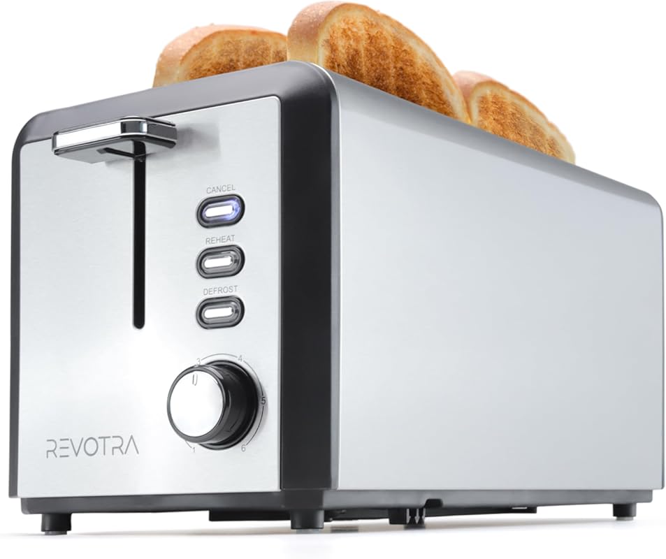 Stainless Steel 4-Slice Long Slot Toaster: Extra Wide 1.5