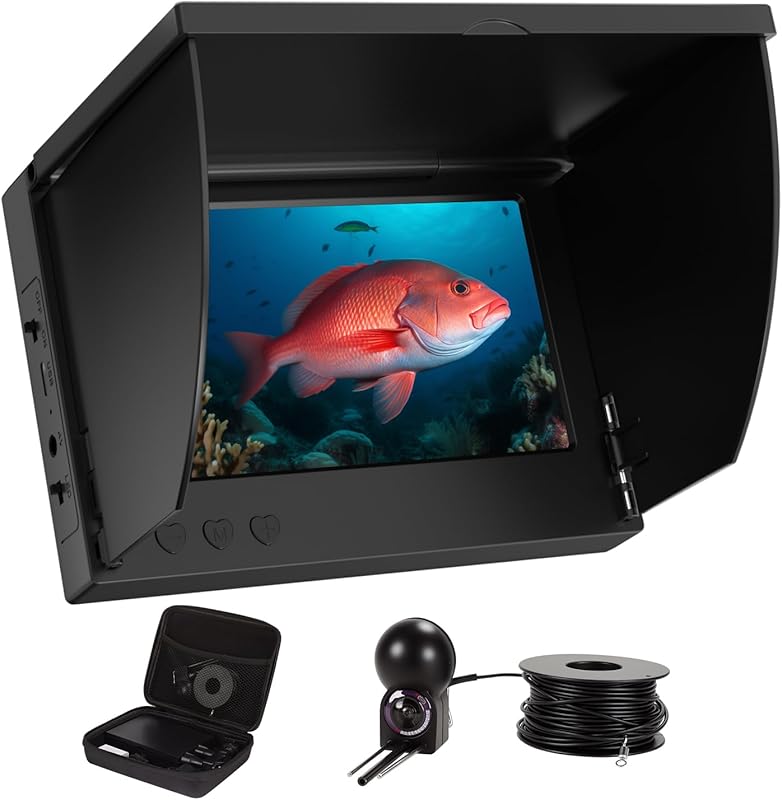 Underwater Fishing Camera with 5-inch IPS Fish Finder, Wide Angle, and