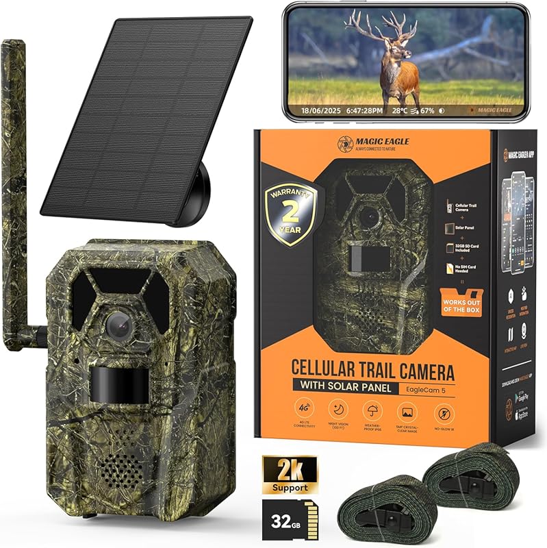 MagicEagle 4G Cellular Trail Camera for Birds: 2K Audible Video, Fast 