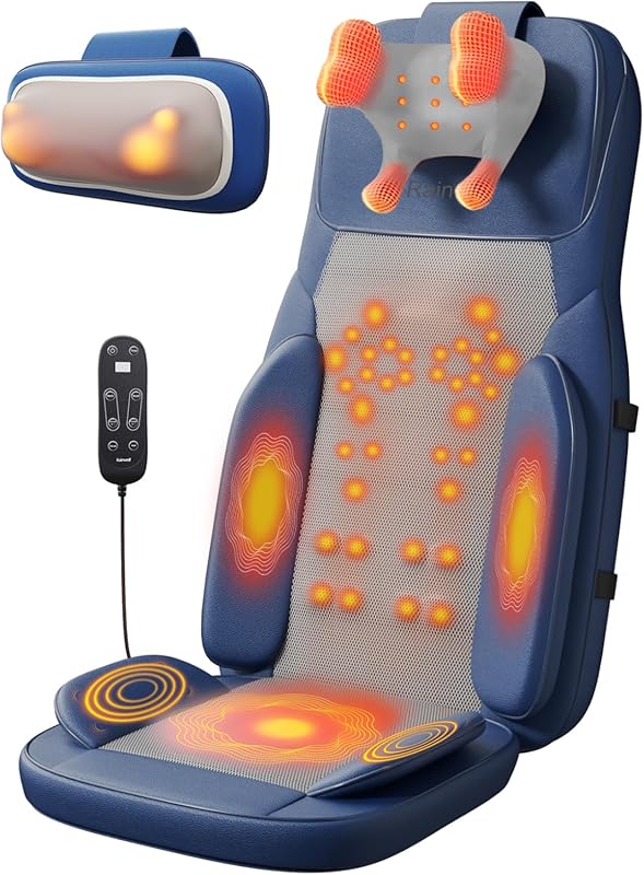 Rainwolf Shiatsu Neck and Back Massage Cushion with Heat: 4D Deep Tiss