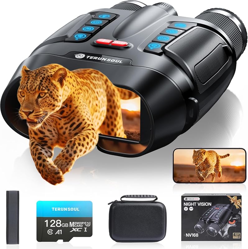 4K Night Vision Binoculars with APP Control, 10000mAh Battery, 128GB S