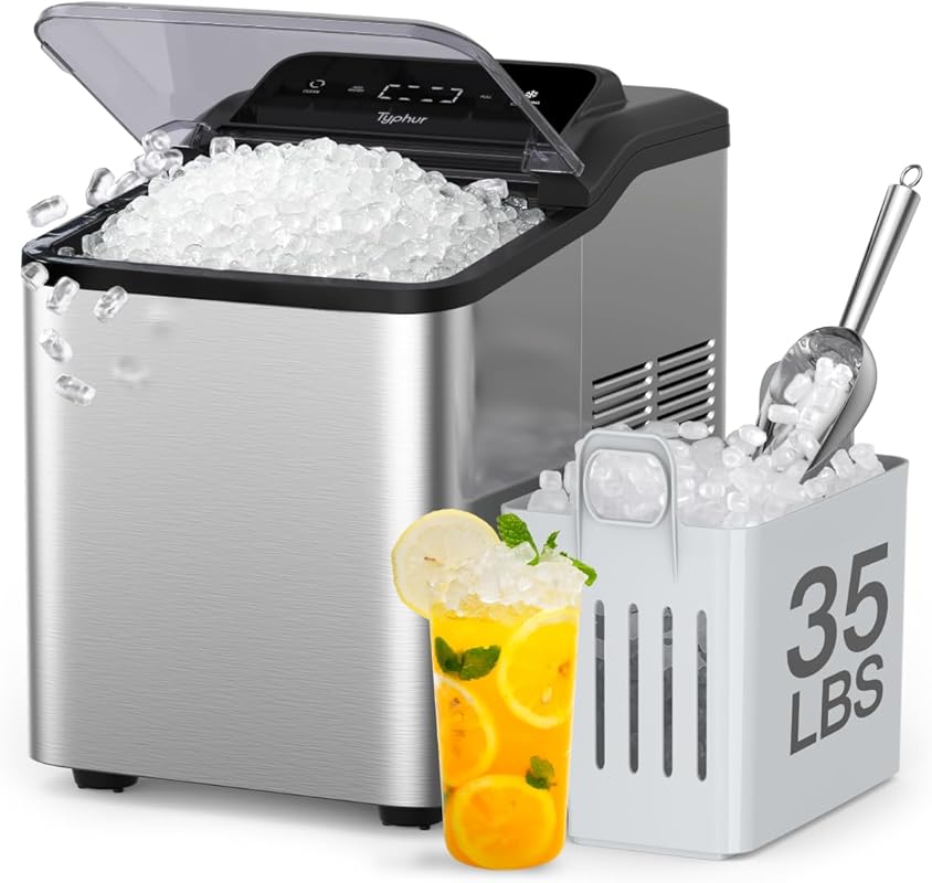 Typhur Countertop Nugget Ice Maker, 35 lbs Daily, Self-Cleaning, Crush