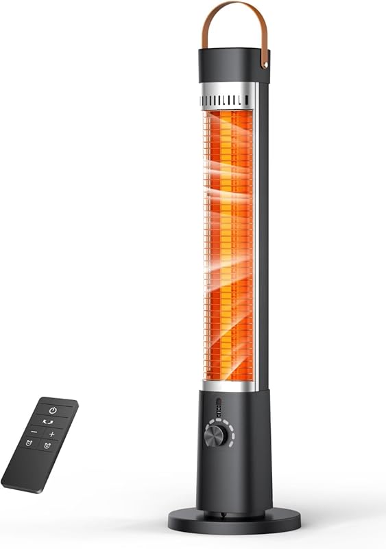 1500W Infrared Electric Patio Heater: Remote, 60° Oscillation, 9 Heat 