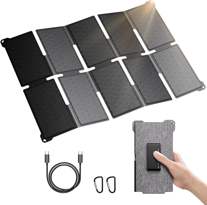 BigBlue 35W Portable Folding Solar Panel Charger for Backpacking. Fast