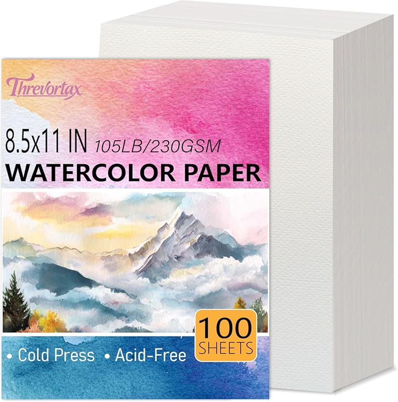Cold Press Watercolor Paper Sheets for Painting and Printing, 8.5x11 I