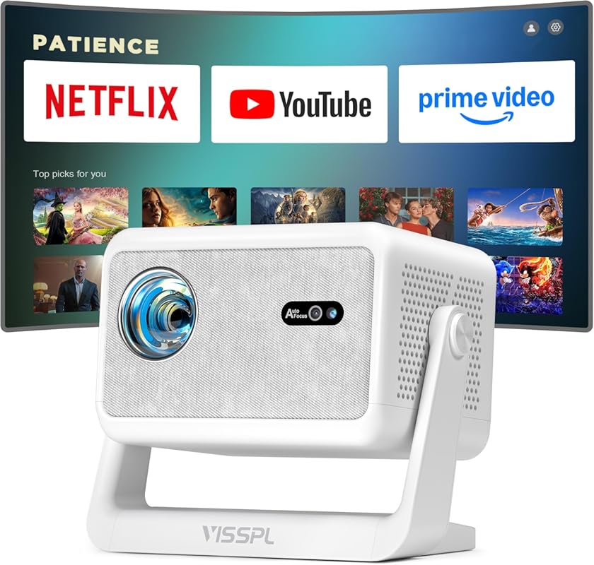 Portable Projector with WiFi, Bluetooth, and Stand: Ideal for Outdoor 