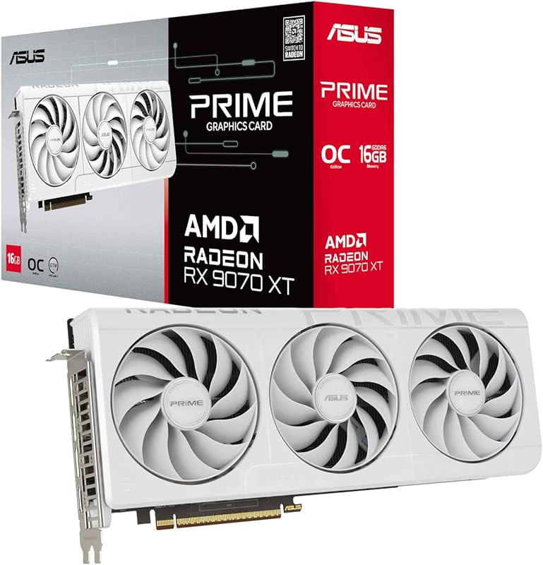 ASUS Prime Radeon RX 9070 XT White OC PCIe 5.0 Graphics Card with Axia