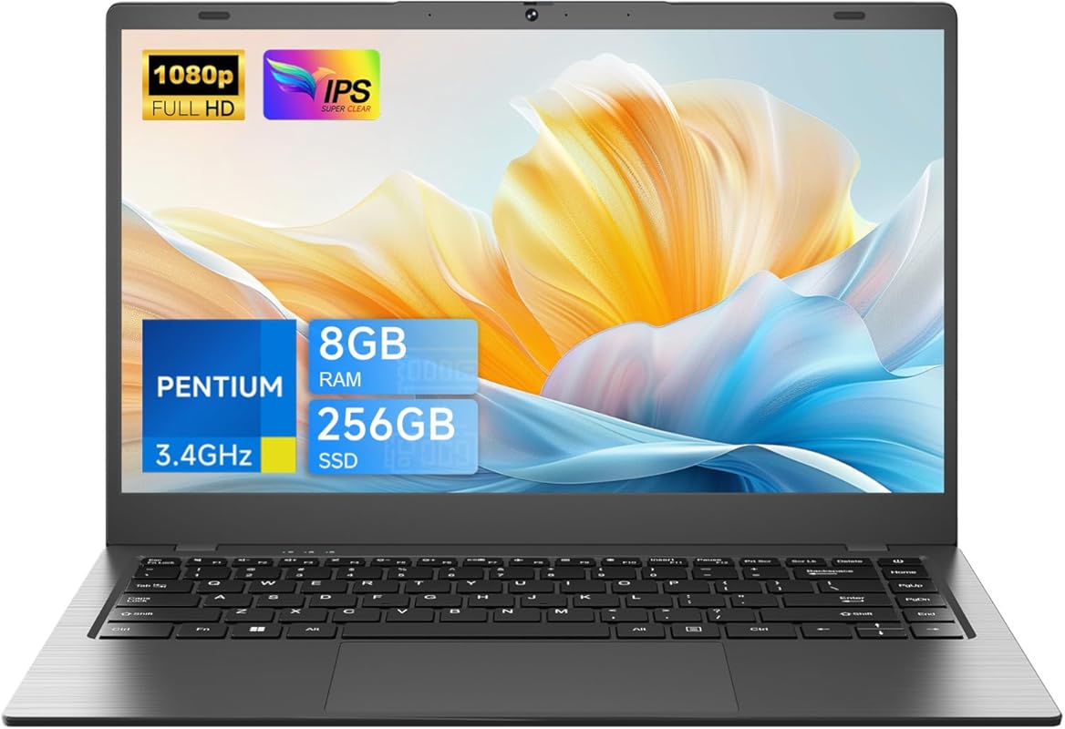 2026 Laptop Computer, Gold Pentium Processor , 8GB RAM 256GB SSD, 1080