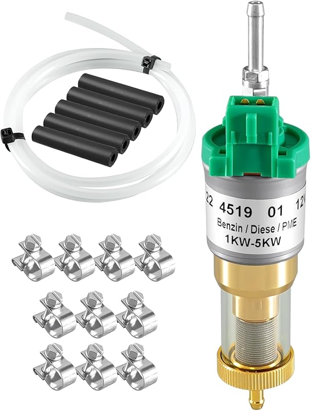 Double Filter, Quieter 12V Diesel Fuel Pump with Fuel Hose for Eberspa