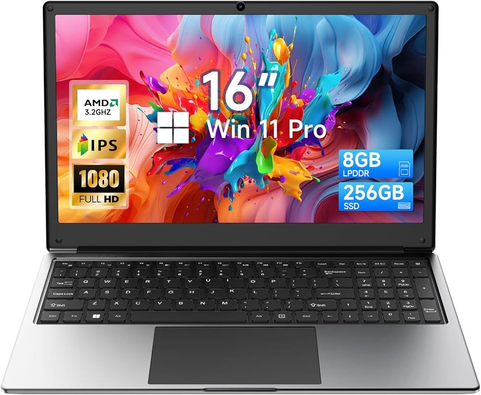 16 Inch Laptop for Students: AMD A9 Processor, 8GB RAM, 128GB SSD, IPS