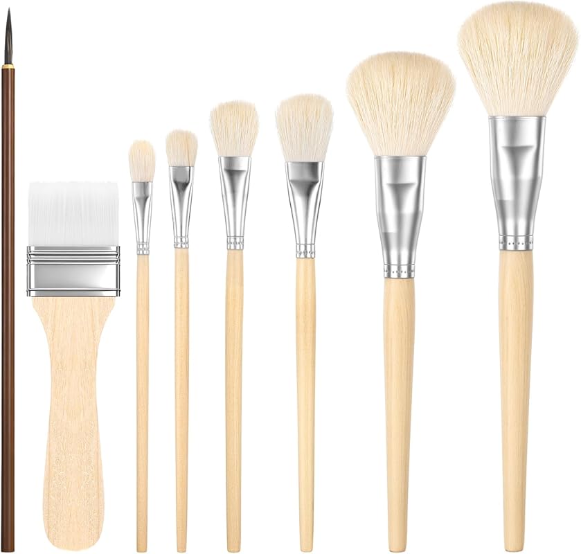 7 Pack Mop Brush for Acrylic Painting Versatile Goat Hair Blending Mop