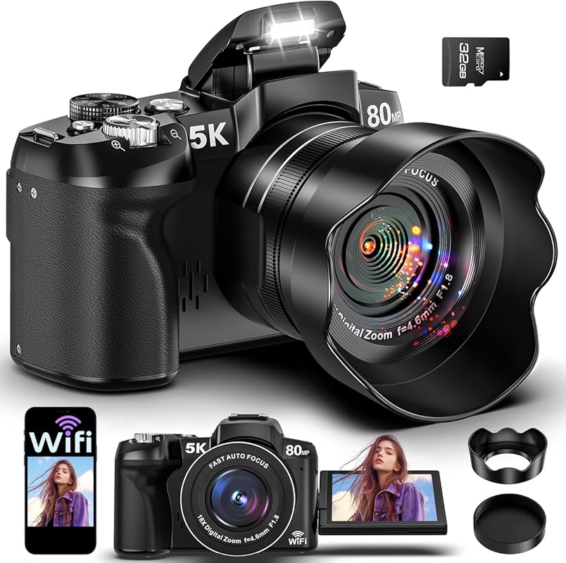 5K Digital Camera for Jewelry Photography: 80MP, WiFi, Fast Autofocus,