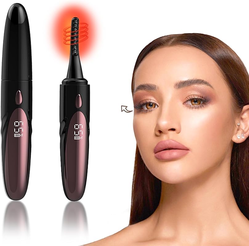 USB Rechargeable Heated Eyelash Curler with 10s Heat, 24-Hour Hold, 4 