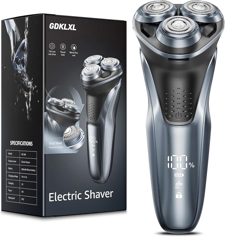 Rechargeable Electric Shaver: Waterproof with 4D Flex Blades, Pop-Up T