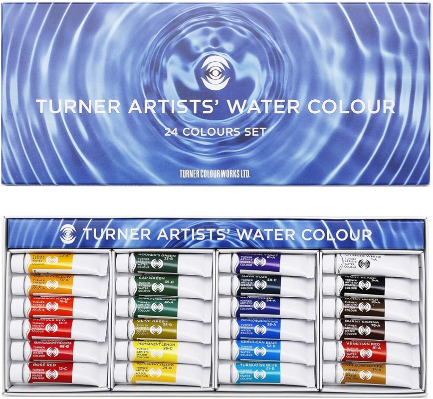 Turner's WT00524C Transparent Watercolor Paint, Set of 24 Colors, 0.16
