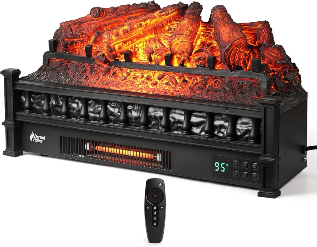 26-inch Electric Fireplace Log Heater, Realistic Logs, Adjustable Mult