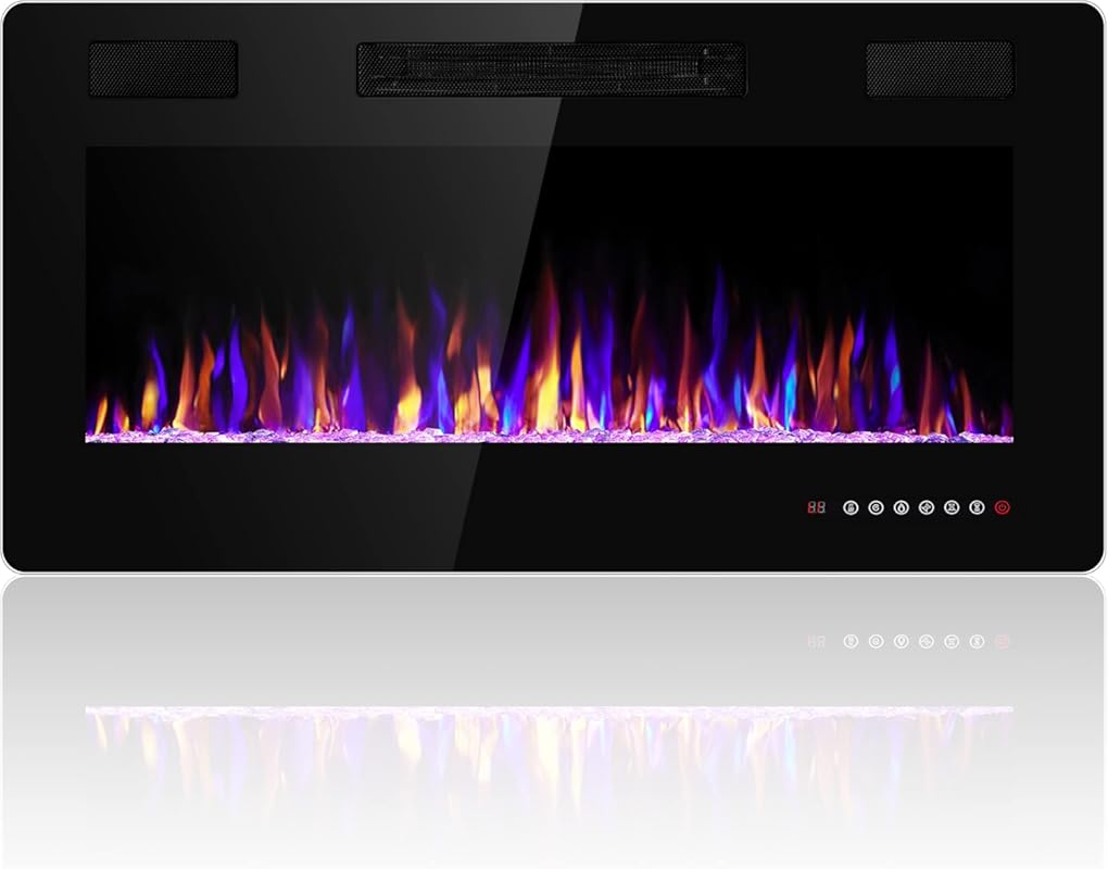 Electactic 30 Inch Electric Fireplace Heater, Recessed and Wall Mounte