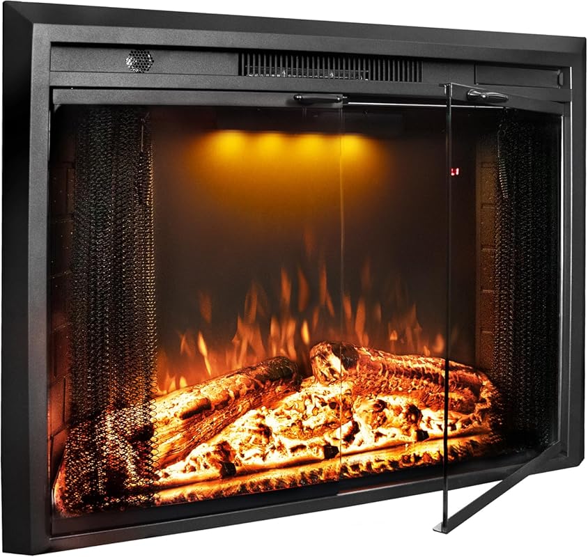 36 Inch Recessed Electric Fireplace Insert, Adjustable Flames, Multi-C