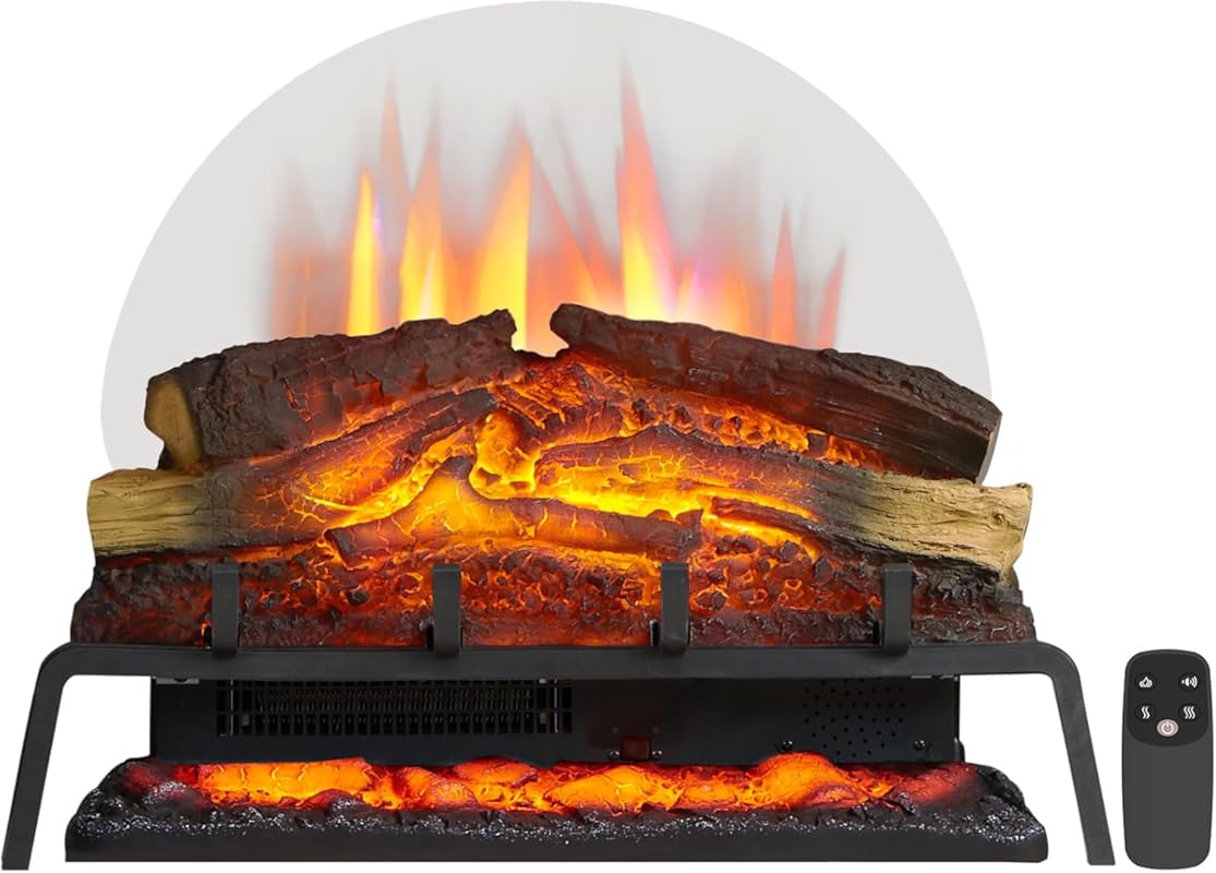 LegendFlame 25 Inch Free Standing Electric Log Set, 1500W Heater, Crac