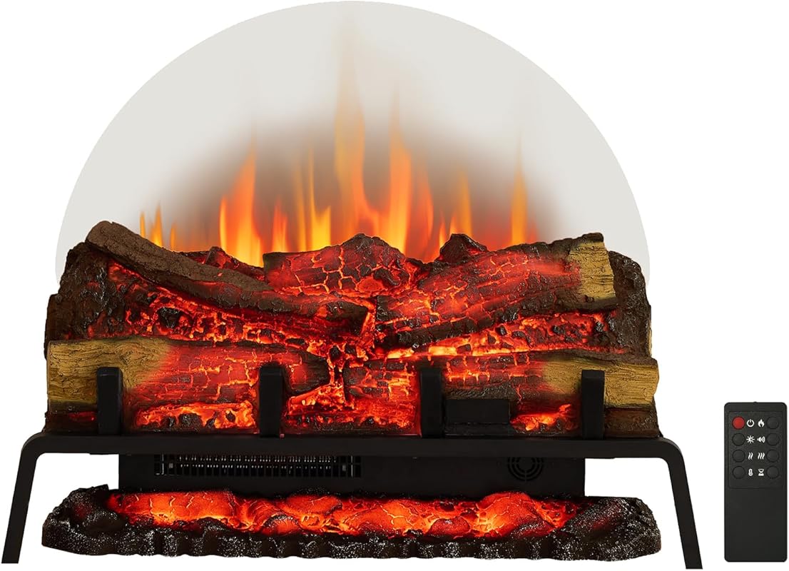 PuraFlame 27 Inch Free Standing Electric Log Set, 1500W Heater, Adjust